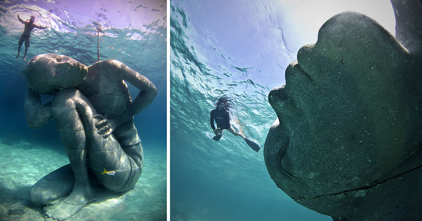 Massive Underwater Sculpture Of A Girl With The Entire Ocean On Her