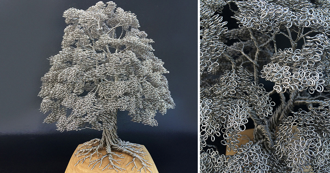 Artist Turns Single Strands Of Wire Into Elaborate Tree Sculptures
