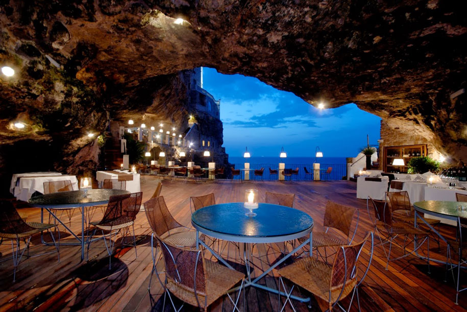 Magnificent Restaurant Built Into A Cave In A Cliff On The Italian 