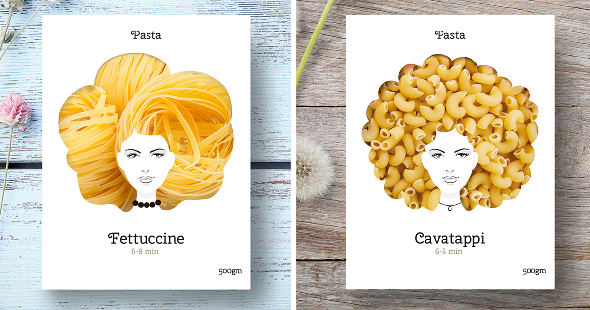 Playful Product Design Turns Pasta Into Different Hairstyles DeMilked