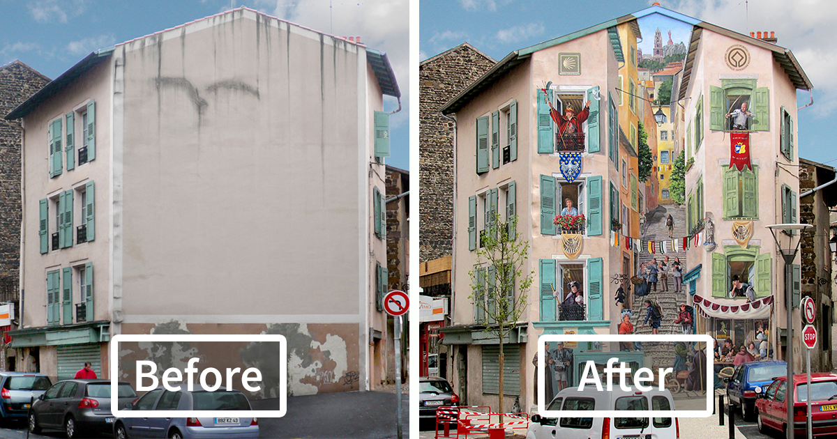 French Artist Turns Boring Building Facades Into Drawings Full Of Life