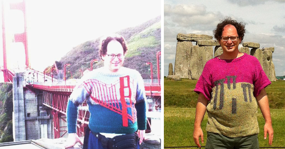 Guy Knits A Matching Sweater For Every Place He Goes To (11 Pics