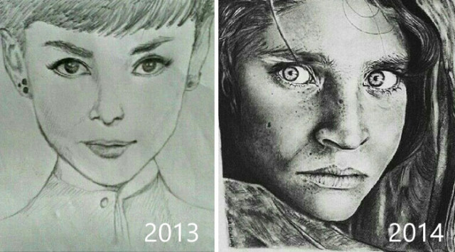 15 Before & After Drawings Show Artist's Progress | DeMilked