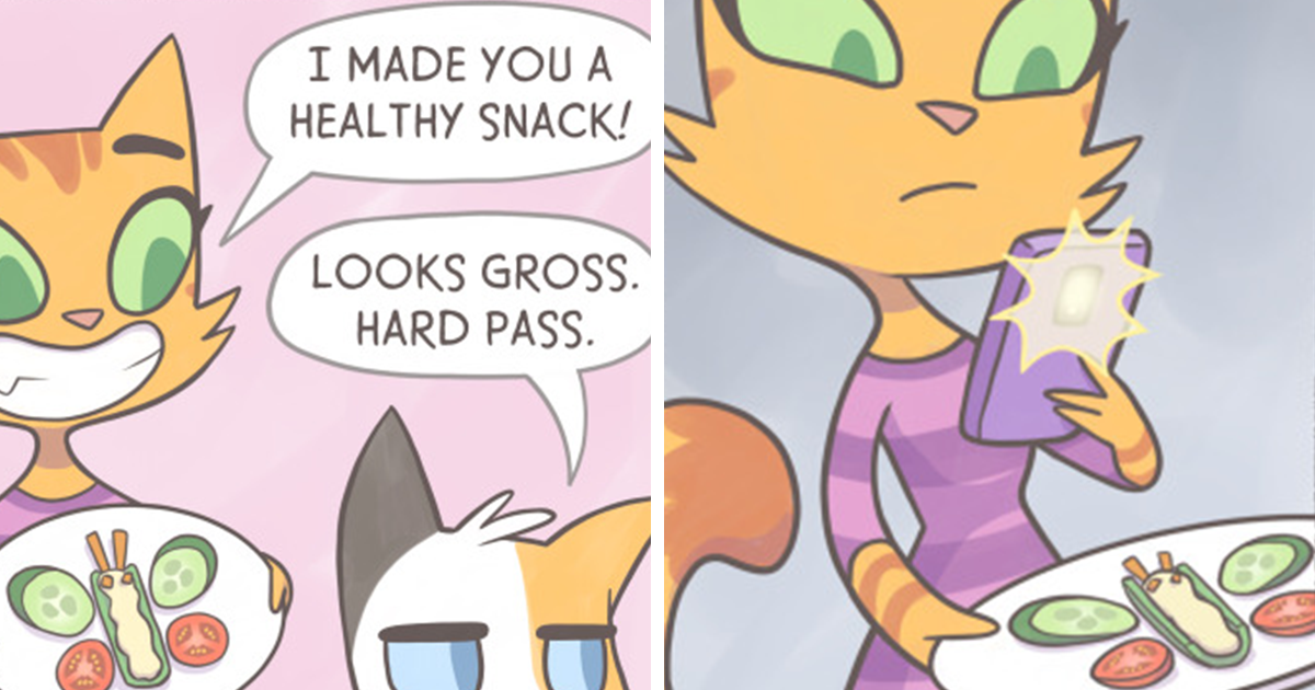 This Artist Uses A Cat Family To Illustrate What It's Like To Be A Mom