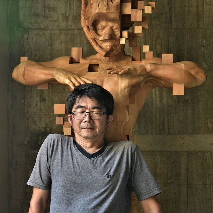 Pixelated Wood Sculptures Carved by Hsu Tung Han — Colossal