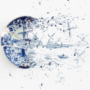 Artist Fixes Broken Plates By Creating Beautiful Drawings Around Them