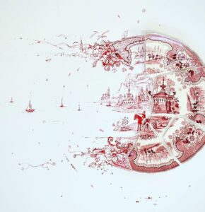 Artist Fixes Broken Plates By Creating Beautiful Drawings Around Them